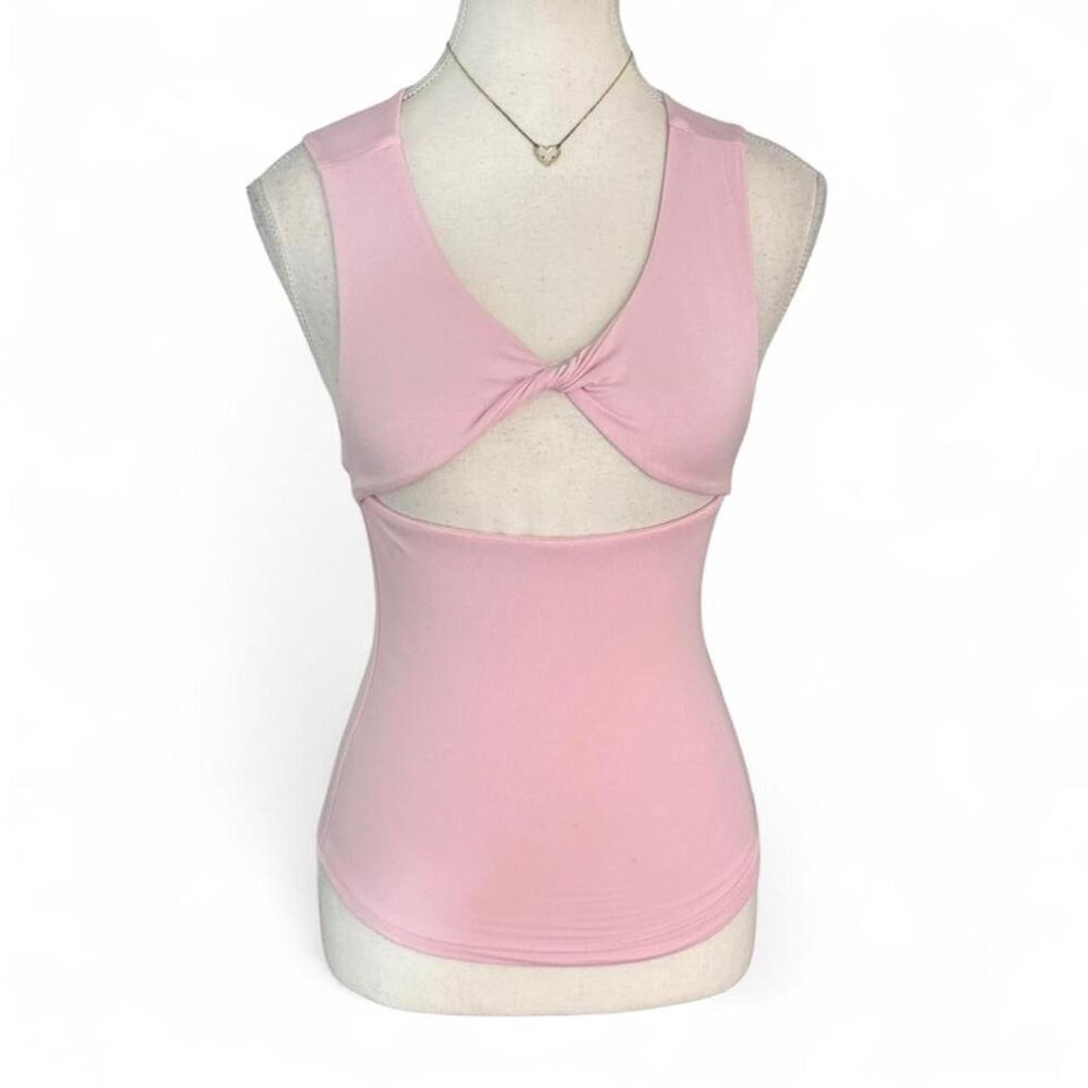 Edikted Baby Pink Fitted Tank Top With Cut out detail summer Casual size XS
